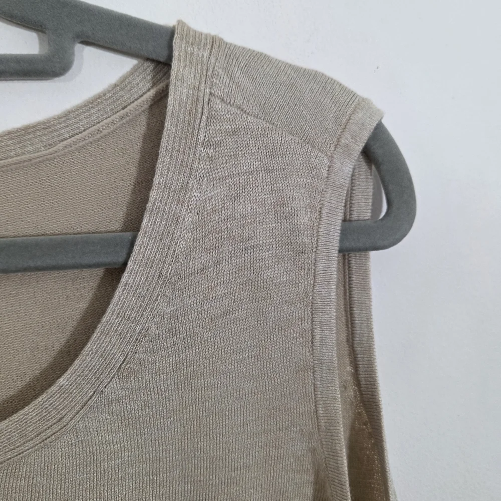 NWT Chico's Tank Sweater Rib Trim Knit Sand Beige Tan Size XL Neutral Sleeveless